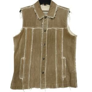 Y2K 90s M. Julian Wilsons Tan Distressed Leather Vest Grunge Moto S Vintage